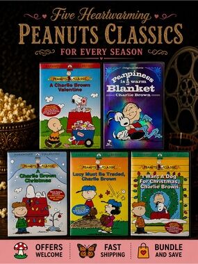 Peanuts Charlie Brown 5 DVD Collection Christmas Valentine Snoopy Family Classic